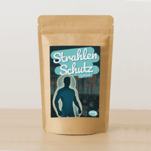 Produktbild des Strahlenschutzgetränks in Pulverform zur Zubereitung eines erfrischenden Getränks, das Leistungsfähigkeit, Sauerstoffaufnahme und Schutz vor Strahlung unterstützen kann.